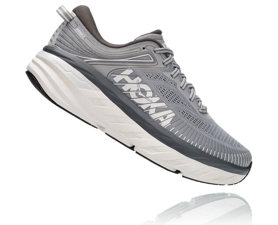 Hoka One One Running Shoes Mens Grey - Bondi 7 - 74953PWZR